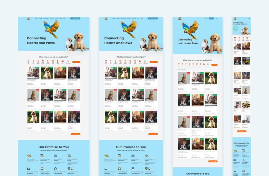 Pet4Me responsive screens across devices